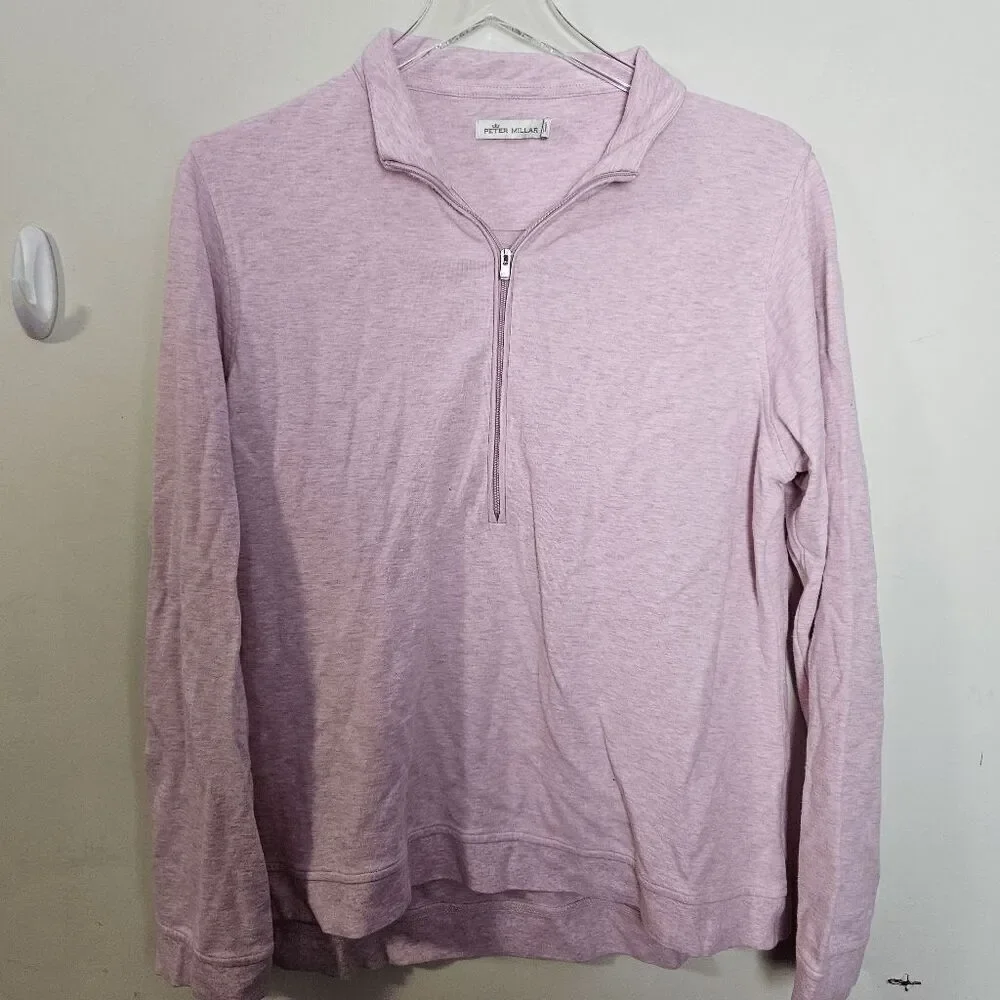 Peter Millar Half Zip Long Sleeve Cotton Modal Sweater Men's Pink Size XL